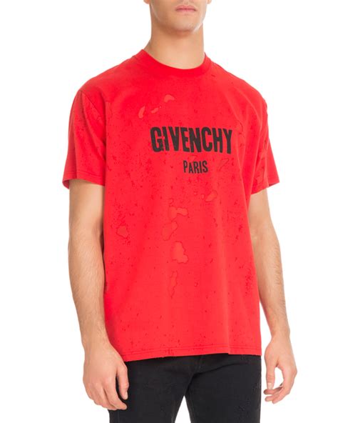 givenchy distressed tee red